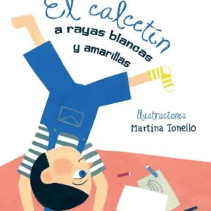 El calcetín a rayas blancas y amarillas